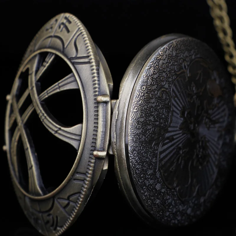 Круглые кварцевые карманные часы в форме глаза агамотто античная бронза/золото