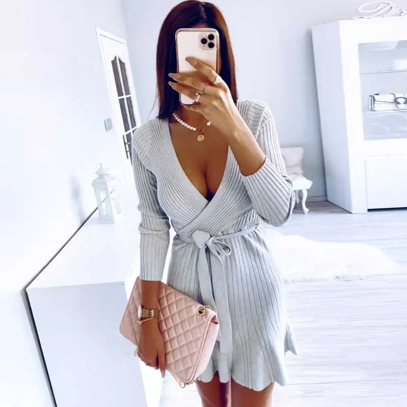 BOHO INSPIRED теплое вязаное платье с длинным рукавом сексуальные платья для женщин