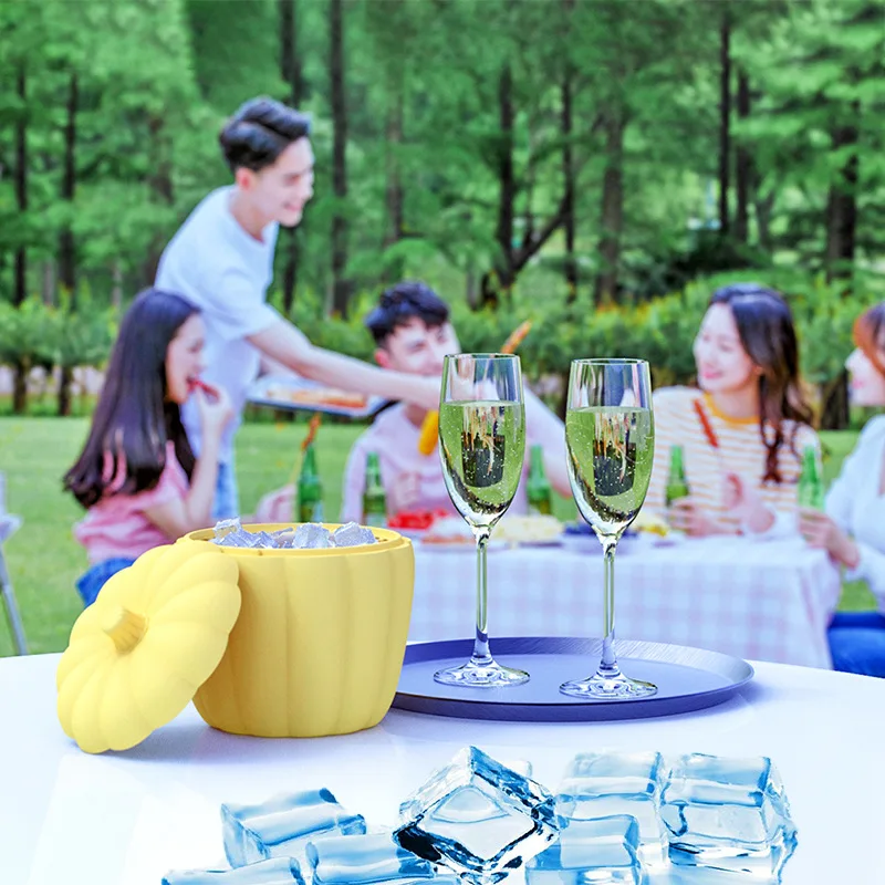 

Silicone Pumpkin Ice Bucket Silicone Ice Cube Maker Ice Cube Mold Wine Ice Cooler Beer Cabinet Space Saving Kitchen Tools