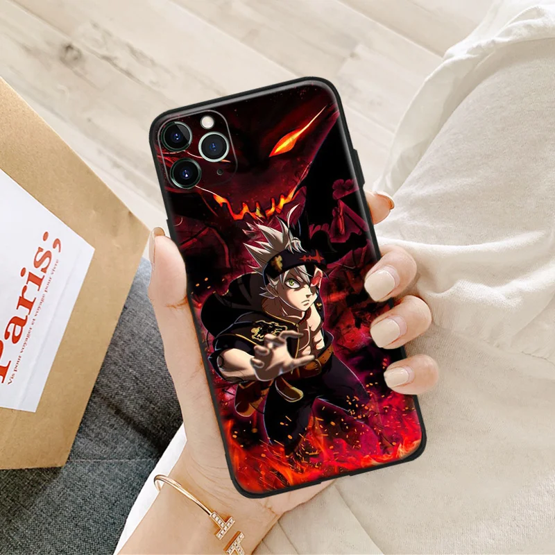 asta black clover art manga anime silicone phone case for iphone se 6 6s 7 8 plus x xr xs 11 12 mini pro max glass cover shell free global shipping