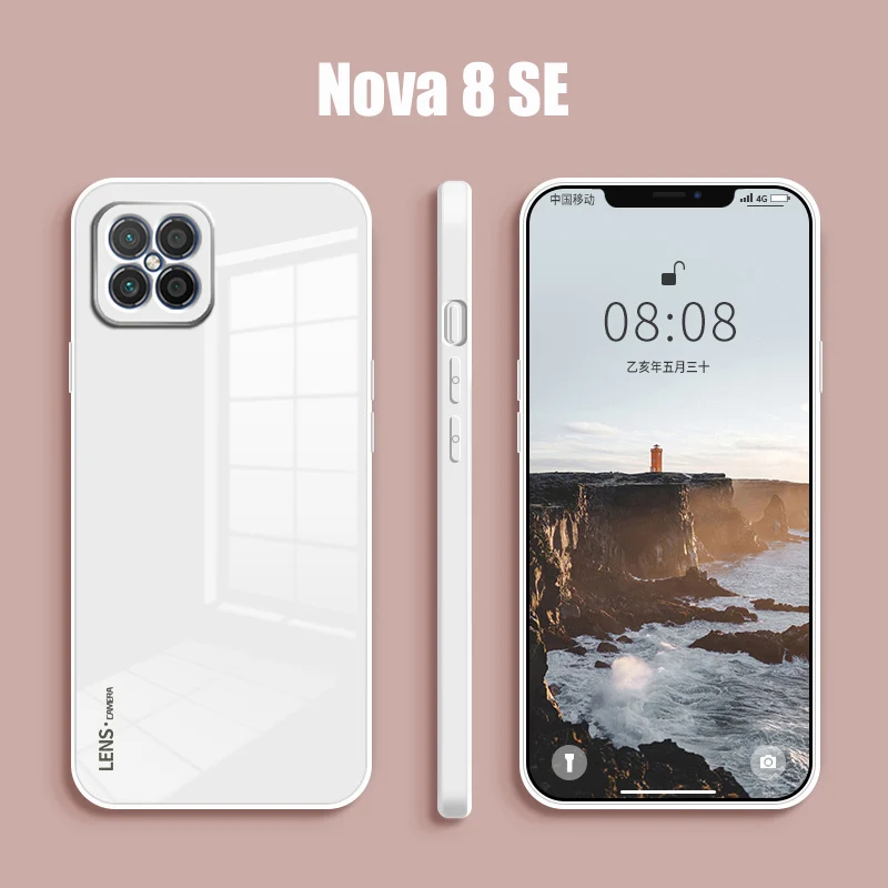 Чехол с квадратной рамой из жидкого силикона для Huawei Nova 8 Pro SE мобильный телефон Bag
