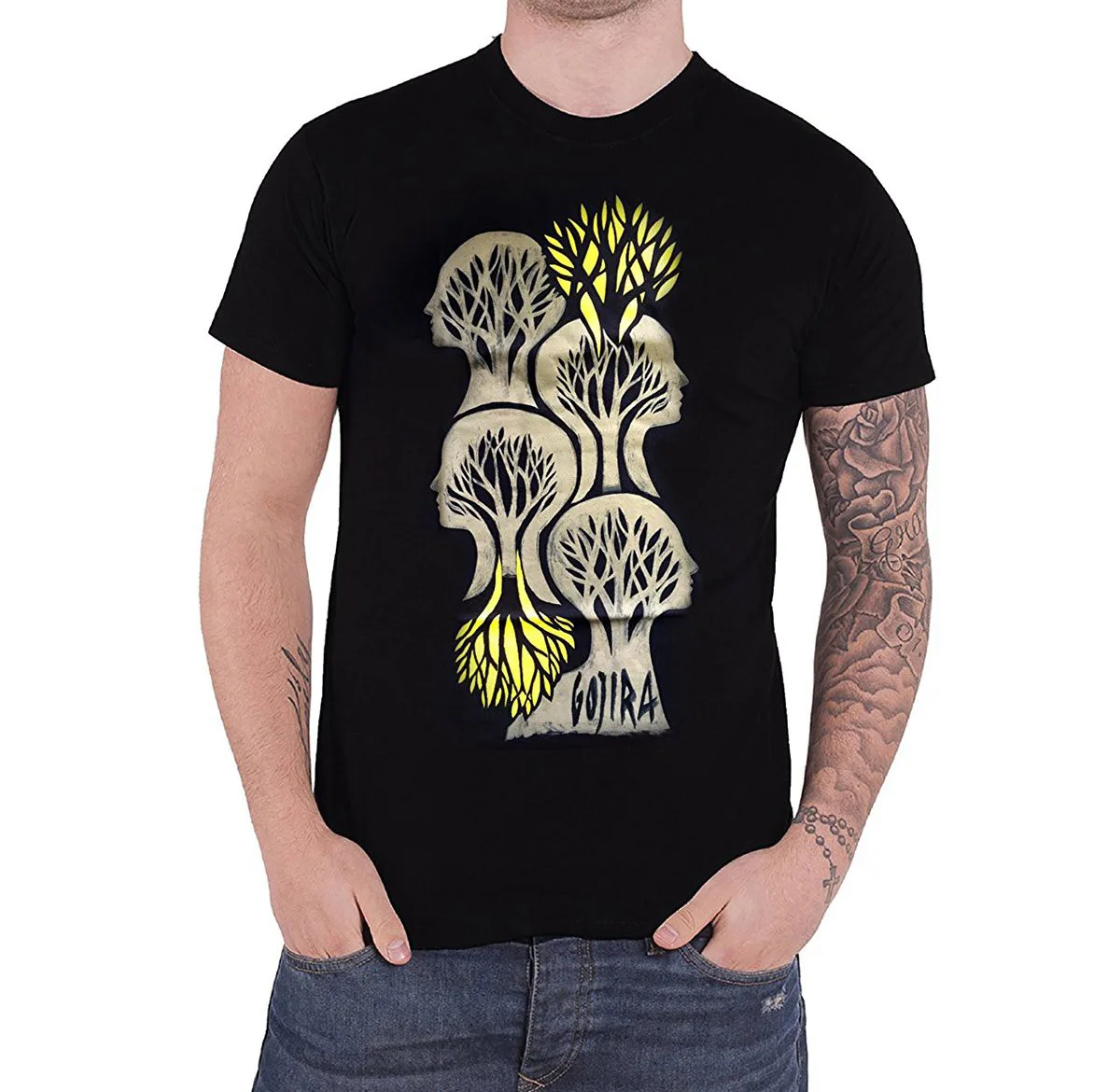 Мужская футболка из 100% хлопка с коротким рукавом и принтом Gojira черная