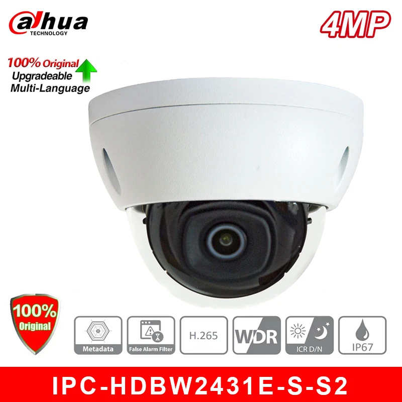 

Original Dahua 4MP WDR IR Mini Dome Network Camera With 2.8mm And 3.6mm Lens DH-IPC-HDBW2431E-S-S2 CCTV Camera In Stock