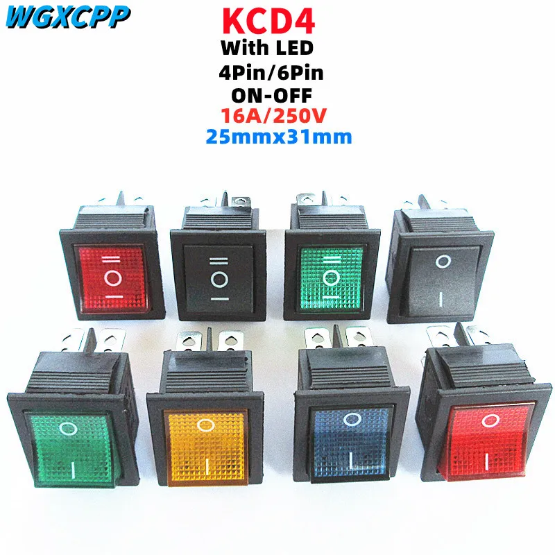 1 шт. KCD4 перекидной переключатель ВКЛ ВЫКЛ 2 Позиции 4 стежков на каждые 6 pins