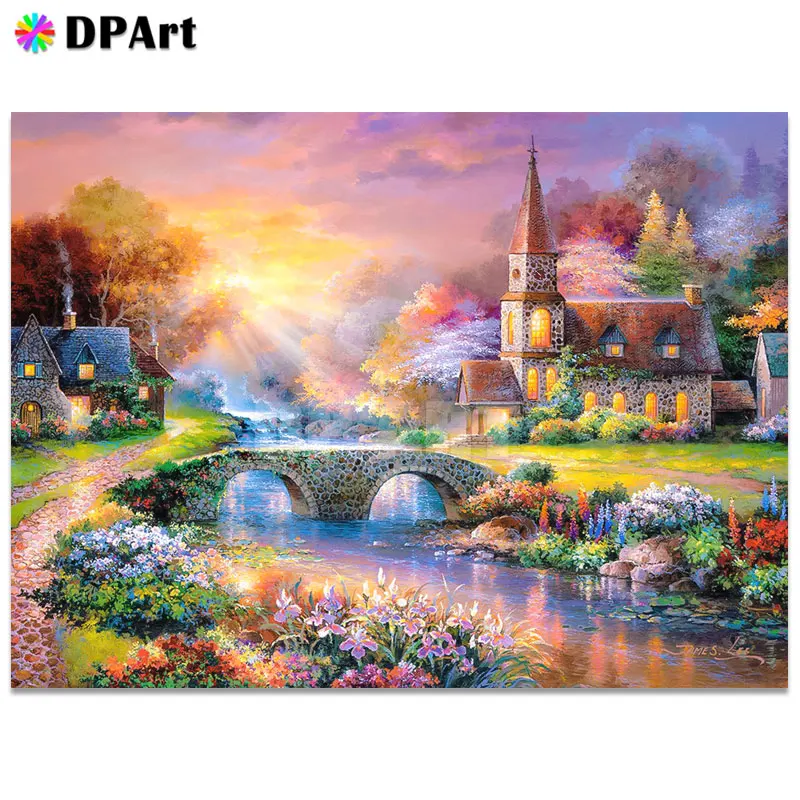 

Diamond Painting Full Square/Round Watercolor landscape houses and villas 5D Daimond Embroidery Cross Stitch Mosaic Decor T054