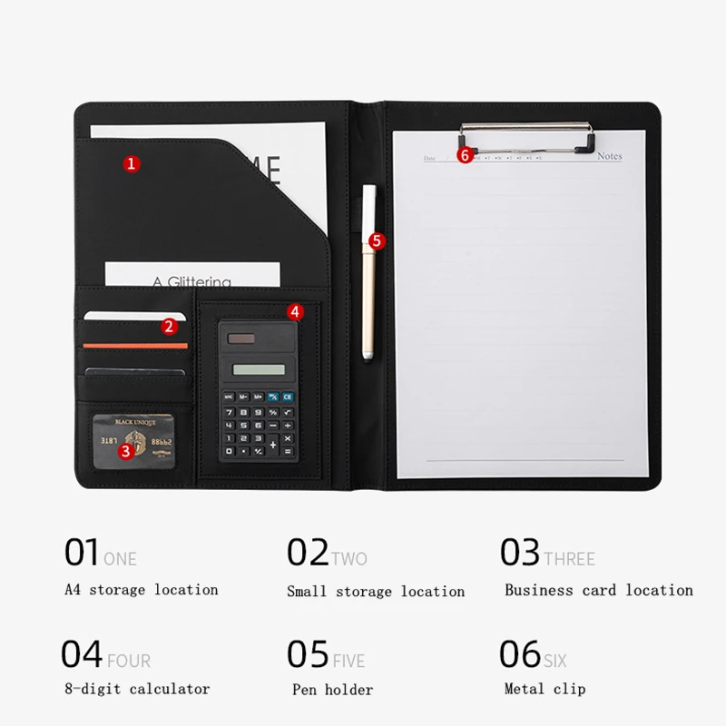 Искусственная кожа менеджер файл папка с калькулятором документ Чехол