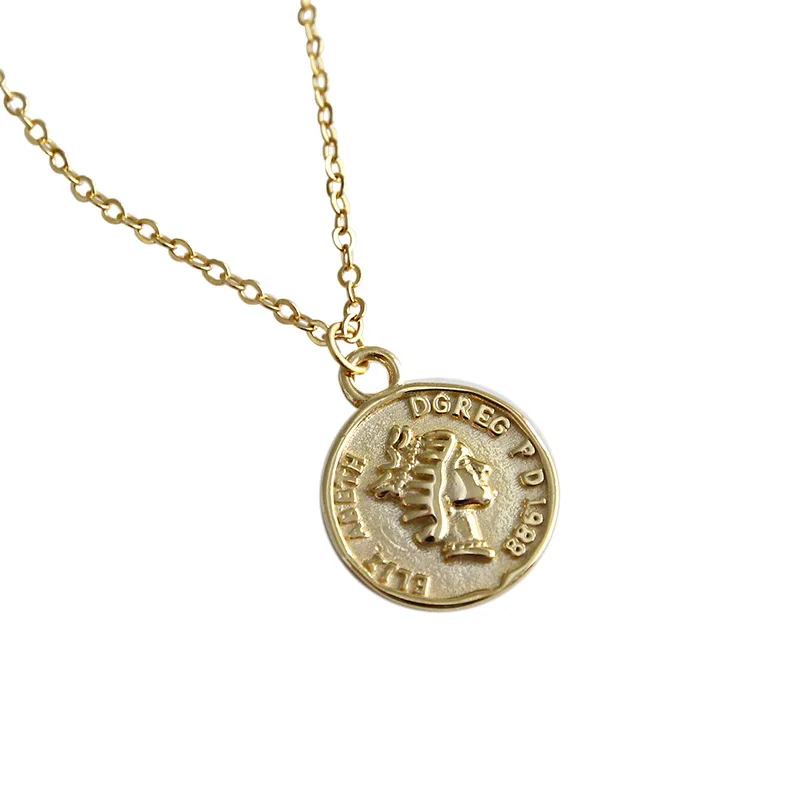 Длинная цепочка 925 стерлингового серебра прилагается старинная монета ожерелье