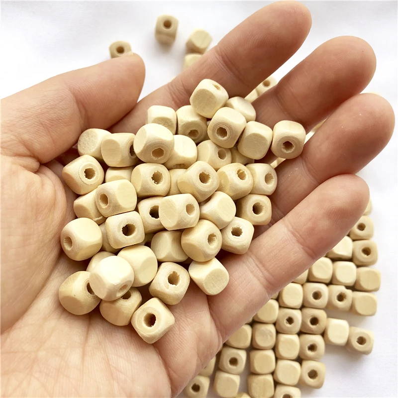 DIY деревянные бусины незавершенный квадратный куб натуральные без свинца