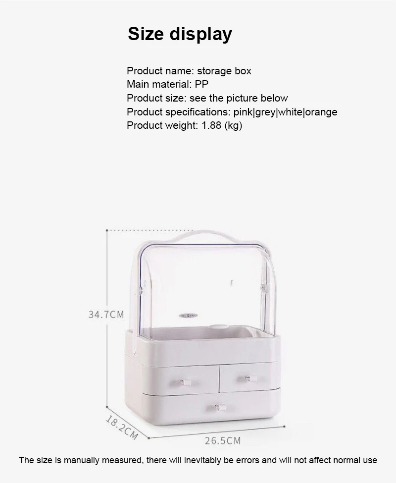 

Makeup Organizer Bathroom Storage Box Cosmetic Organiser Office Desktop Make Up Jewelry Storage Box Sundries Container