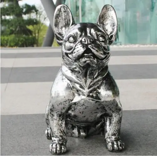 

HANDMADE POLYRESIN CRAFT RED AND BLACK DOG MODERN FASHION ENTRANCEWAY LUCKY BULLDOG RESIN DOG STATUES HOME DECORATION