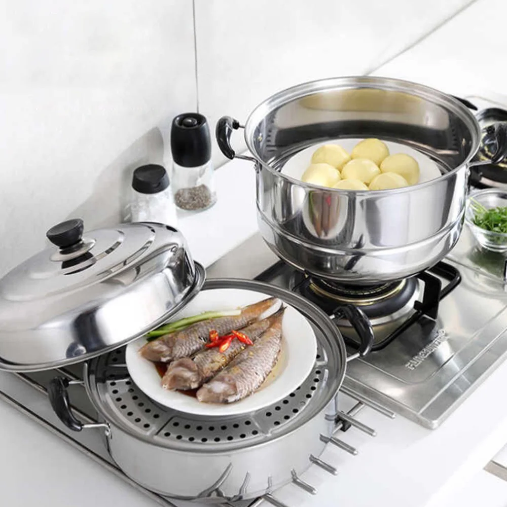 

1Pc Stainless Steel Steamer Multifunctional Steam Pot for Home (Assorted Color)