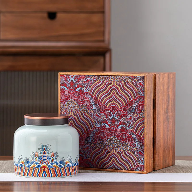 

Ceramic Tea Caddy Container Large Gift Box Ceramic Jar Tea Organizer Packaging Coffee Suger Caddies Tin Thee Doosjes Storage Box
