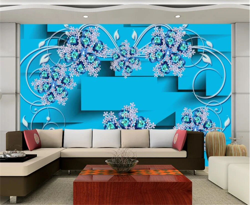 

Beibehang большие пользовательские обои 3D стерео голубые украшения цветок Средиземноморский Европейский ТВ фон украшения