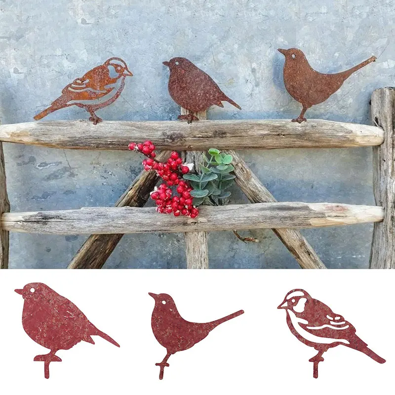 Металлическое украшение для птиц садовый декор силуэты ржавых забор Декор