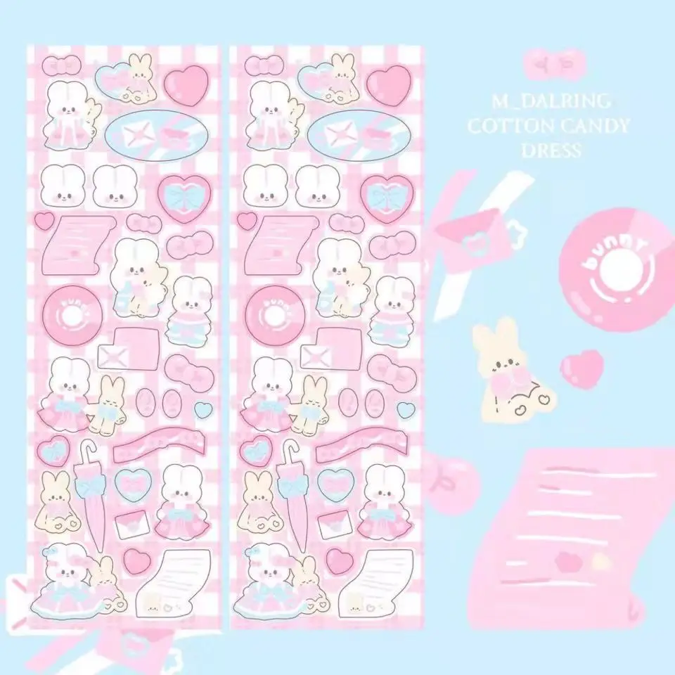 Рождественские наклейки для скрапбукинга кавайный кролик лазерная