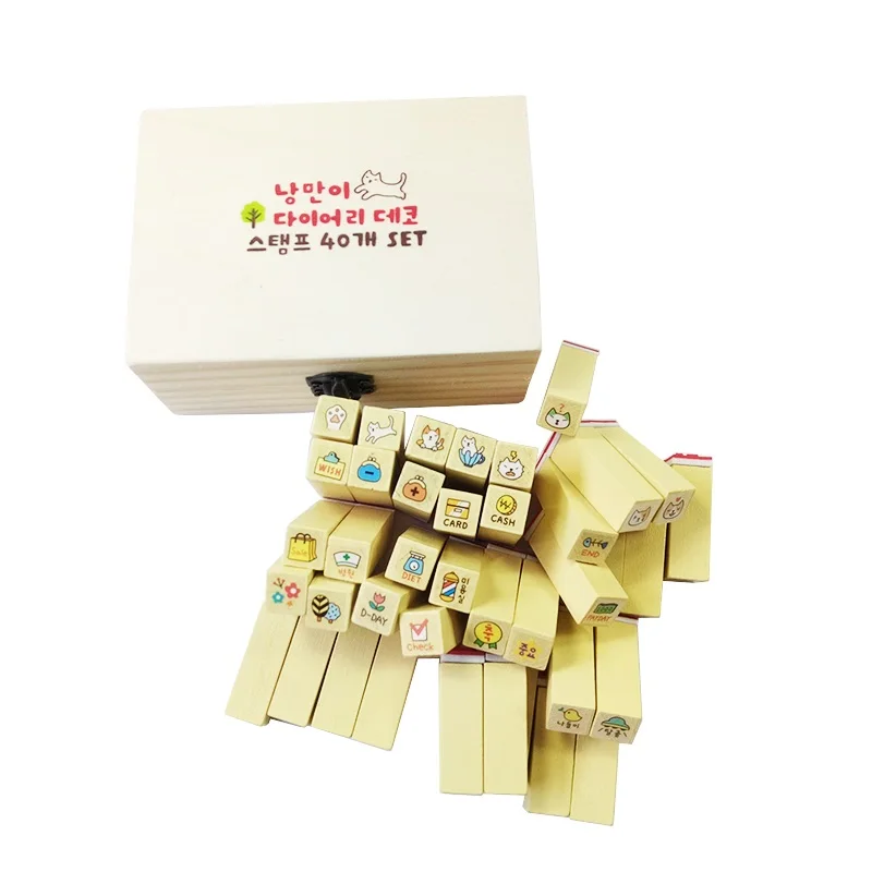 40 шт./компл. милые деревянные штампы с мультяшными кошками для DIYS скрапбукинга