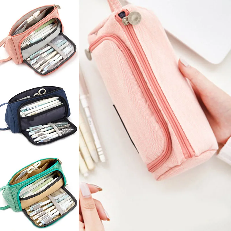 

Women's Large Capacity Canvas Pencil Case Multifunctional Stationery Box Simple And Cute Style FP8