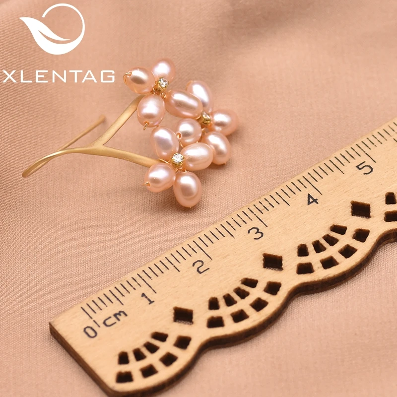 Xlentag ручной работы натуральные жемчужные желтые серьги в форме цветка для женщин