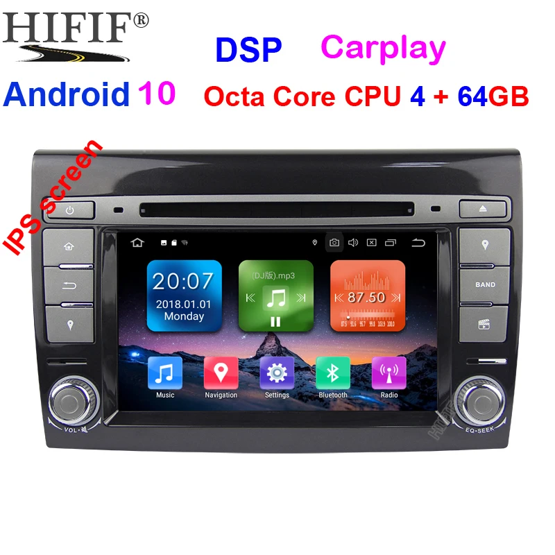 

2 Din Auto Radio Android 10 For Fiat/Bravo 2007-2012 Car GPS Stereo Multimedia Player Octa Core RAM 4GB ROM 64GB DSP DVR