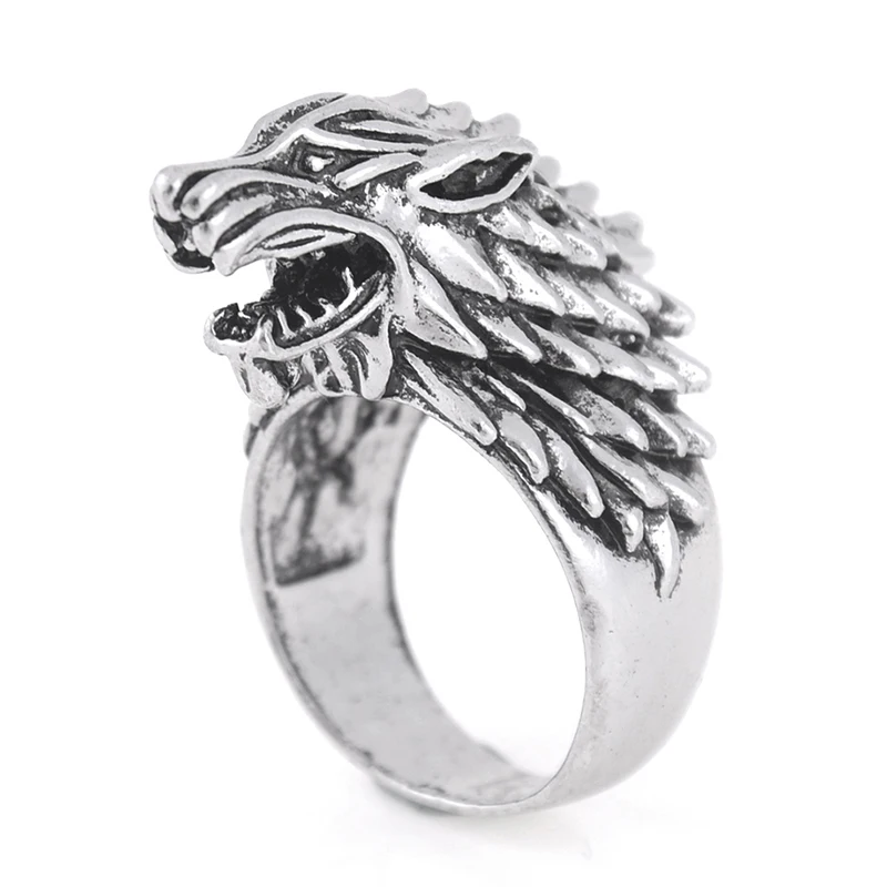 

Punk Animal Ring Men Vintage Wolf Head Rings Silver Plated Stainless Wolf Rings Cool Gothic Man Finger Ring For Biker Jewelry