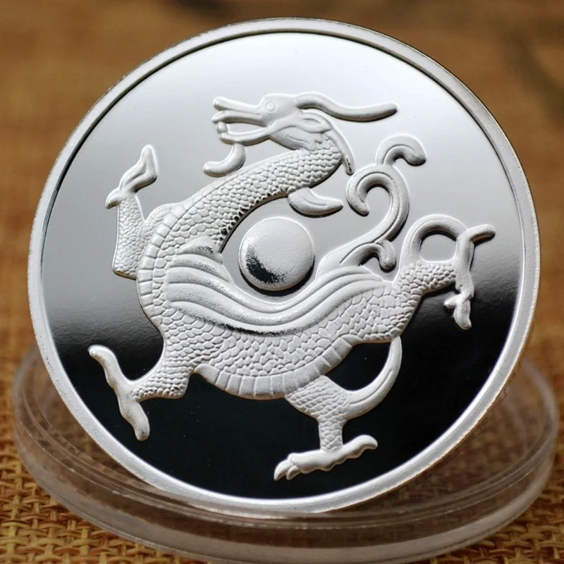 999 Серебро-покрытое и золото-покрытое медальон Четыре Древних Мифических Существа Серия Рельефная Металлическая Памятная Монета Подарок Фэн Шуй На.