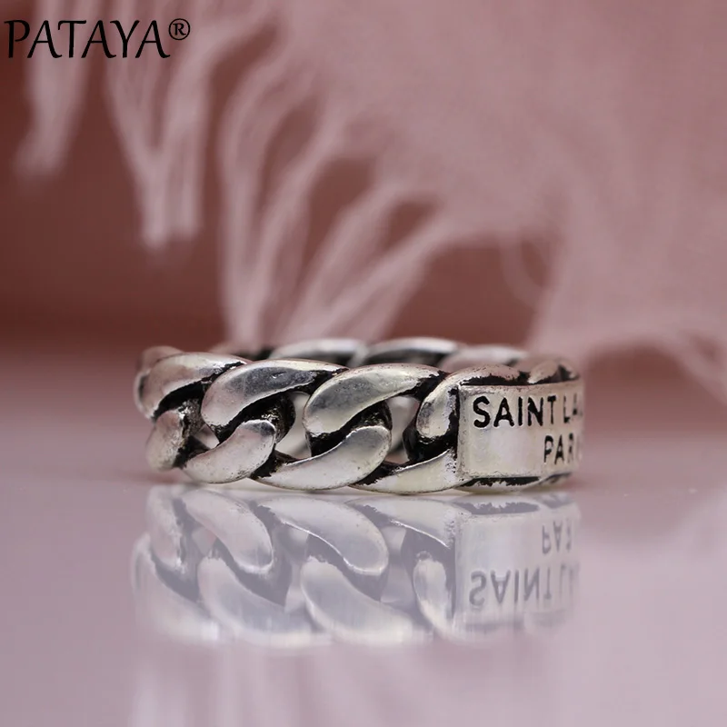 PATAYA New Fine Ancient Wipe Black Rings Hollow Twist Letter Women Adjustable Open Wedding Unique Party Fashion Jewelry | Украшения и