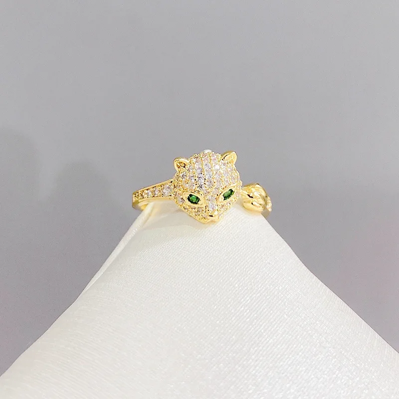 

Wholesale Fashion Copper Plated OL Ring Classic Zircon Animal Leopard Open