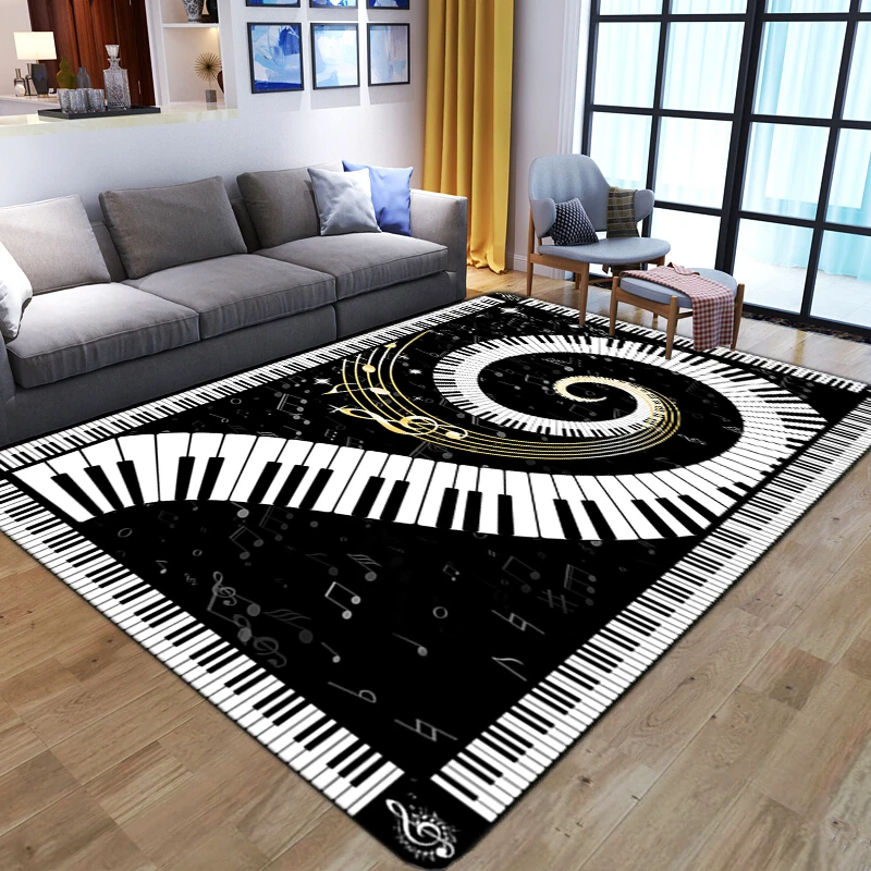 

3D Printing Bedroom Area Rugs Music Pattern Gothic Large Area Carpets Kids Play Party Anti-slip Floor Rug Child Gamer Decor Mat