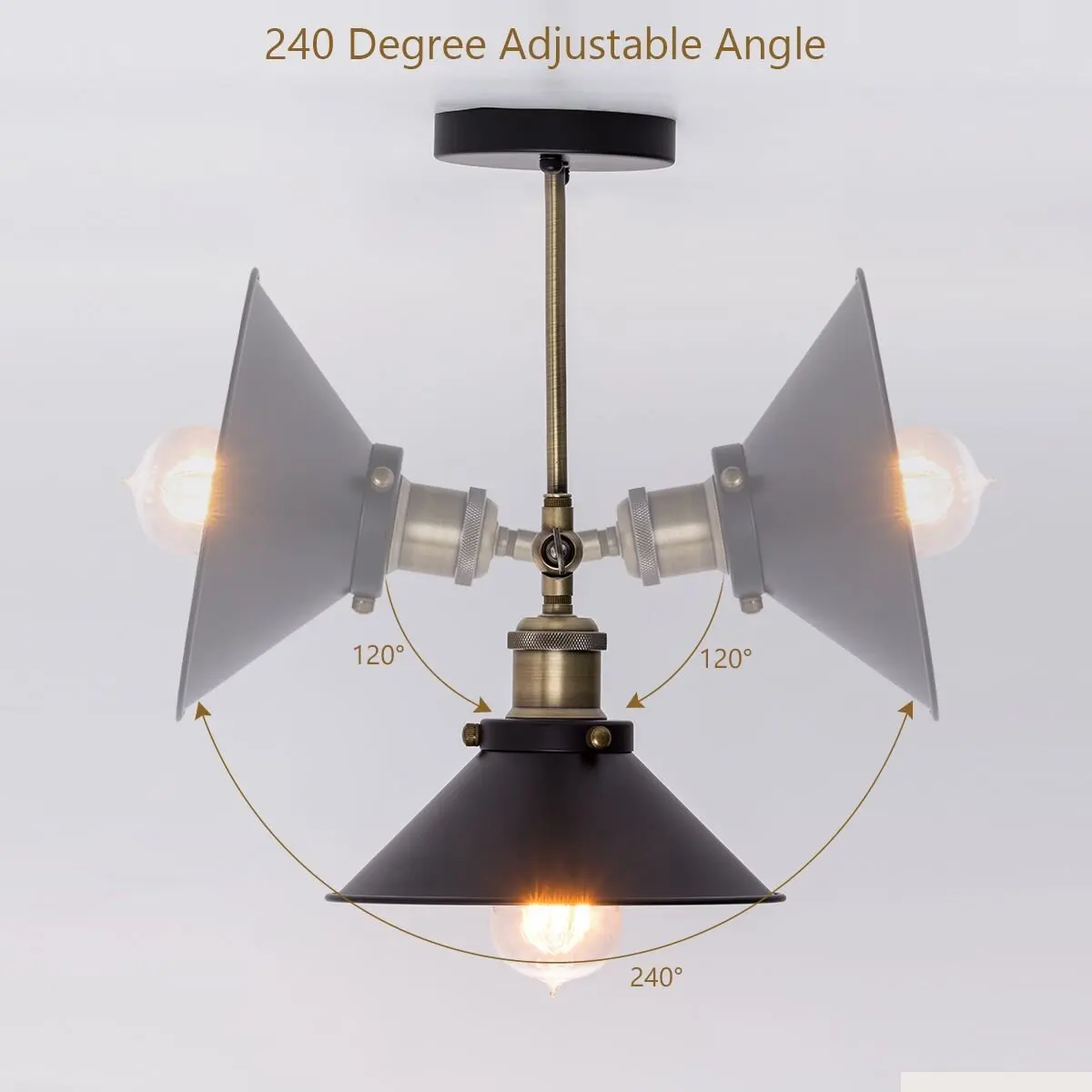 Регулируемая винтажная настенная мини лампа Эдисона бра в стиле лофт с черным