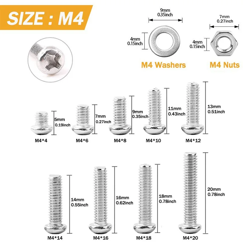 810 шт. ассортимент винтов комплект 304 нержавеющая сталь Phillips головка сковороды