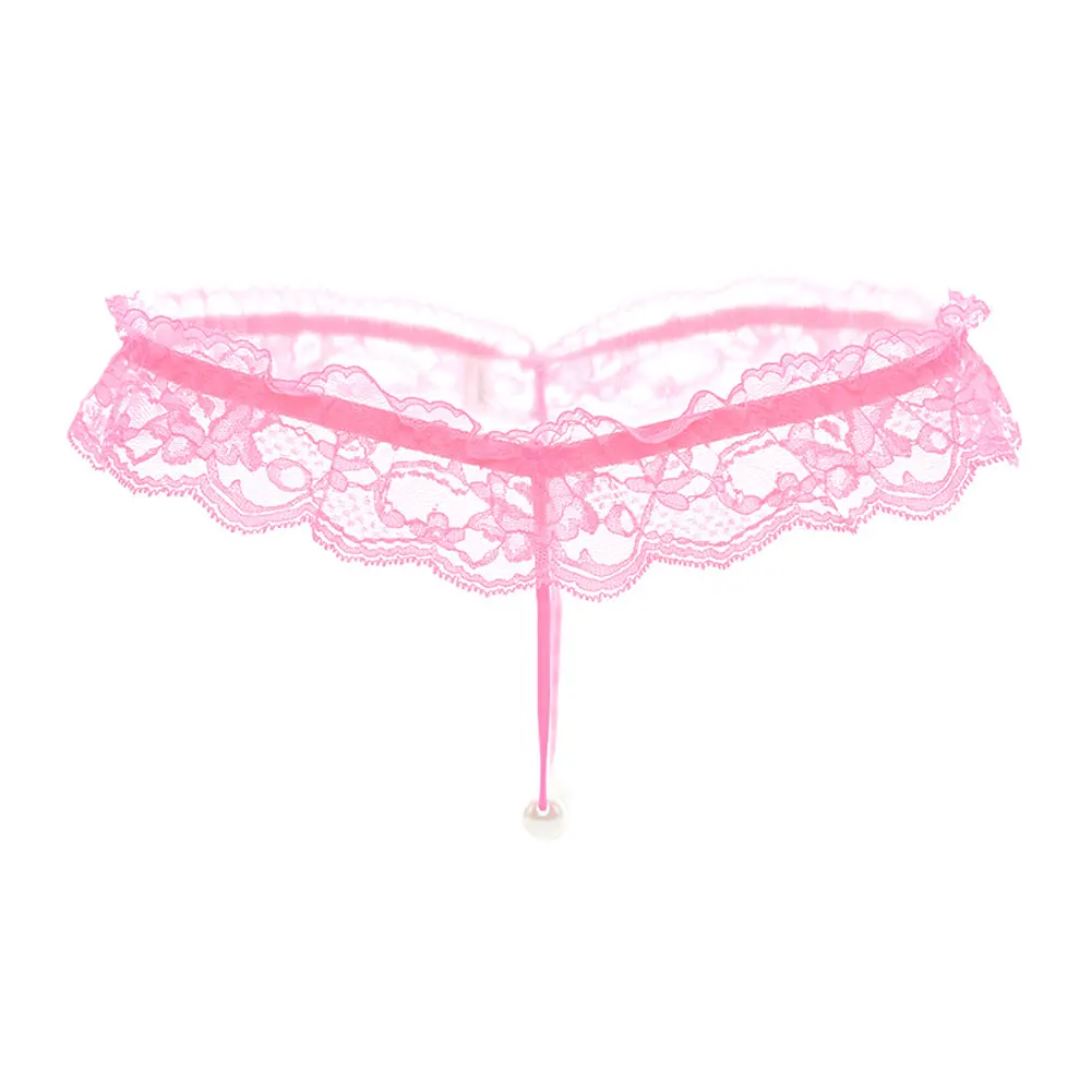 Сексуальные кружевные стринги с жемчугом для женщин и девочек трусики нижнее