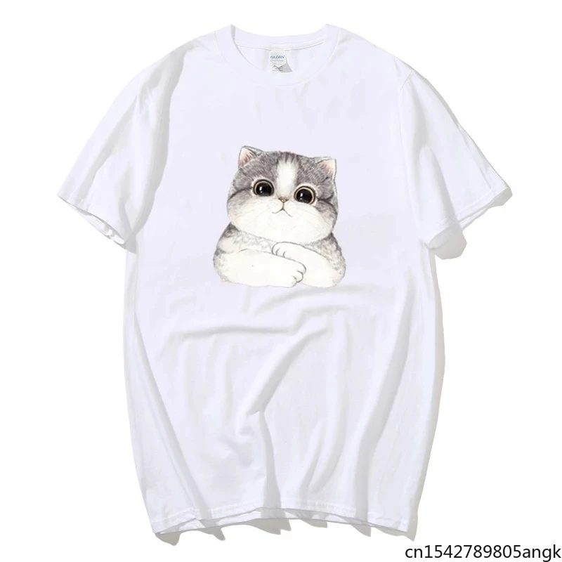 

2021 Harajuku New Fashion Cool Cute Cat Print Men's T-shirt Summer Trend Short-sleeved