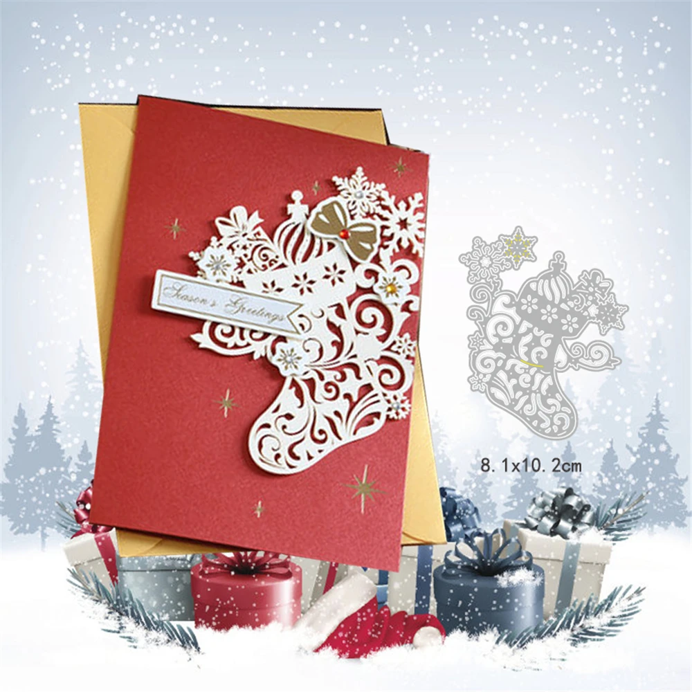 

Snowflake Socks Christmas Metal Cutting Dies Scrapbooking Craft Dies Cuts Lace DIY Album Card Stencils Die Stencils New 2021