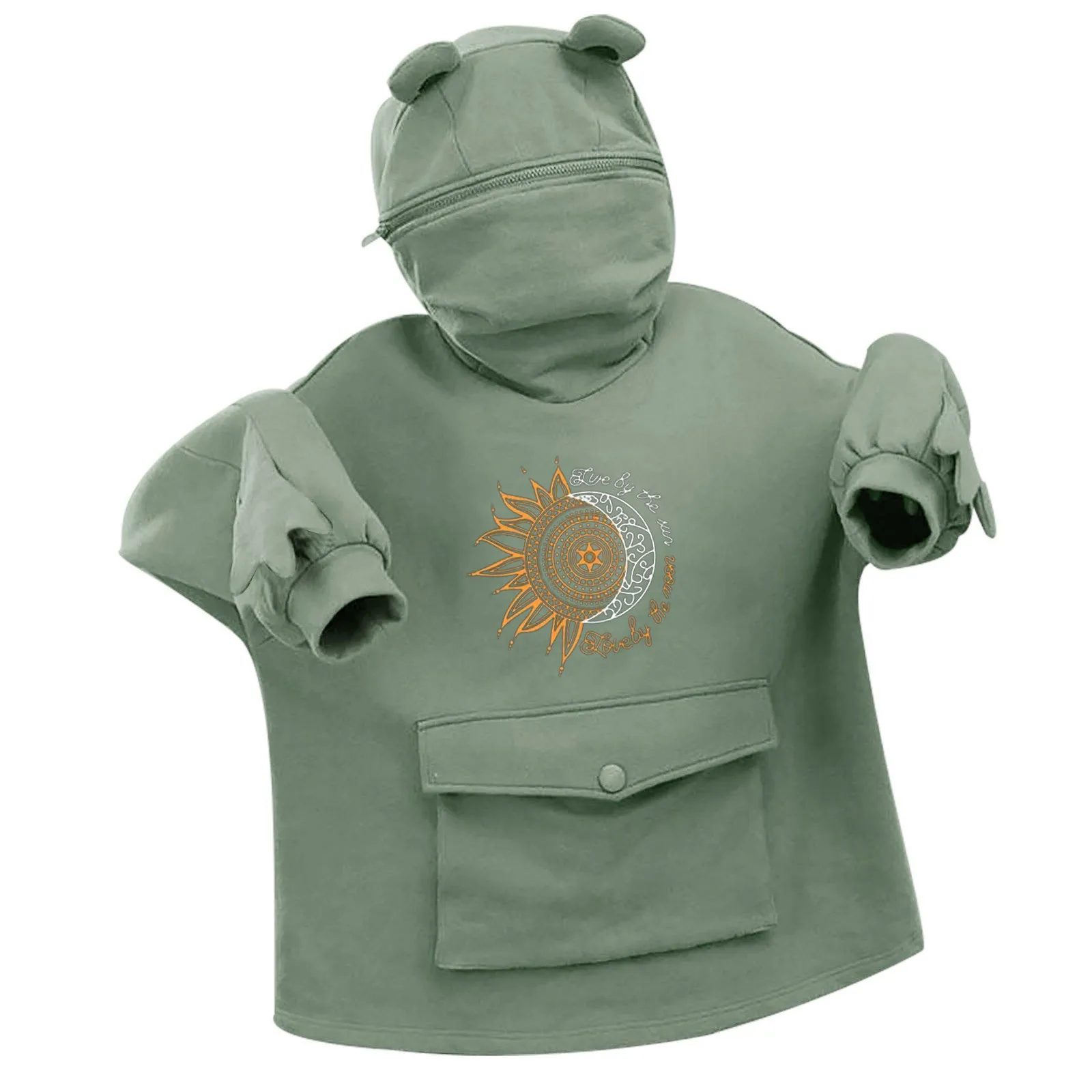 

Thick Loose Sweatshirt Women Hoodie Autumn Harajuku Letters Printed Lovely Frog Casual Hooded Hoodies Pullover Female Thicken