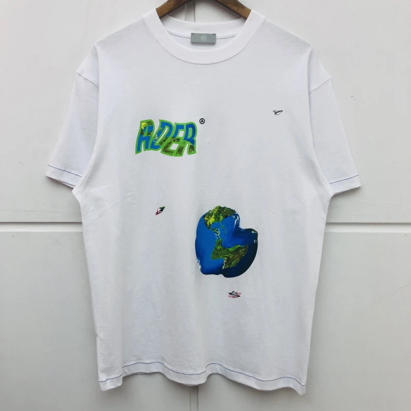 Хлопковая футболка с принтом в виде космического корабля НЛО корейский стиль