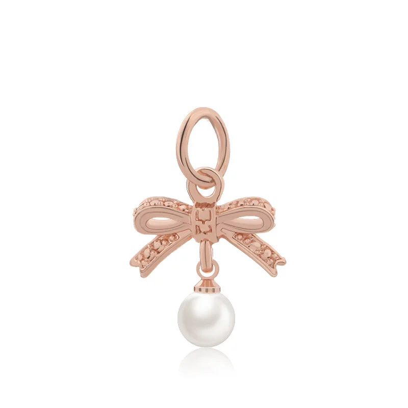 5 шт. металл цвета розового золота имитация жемчуга бантом Очаровательные бусы