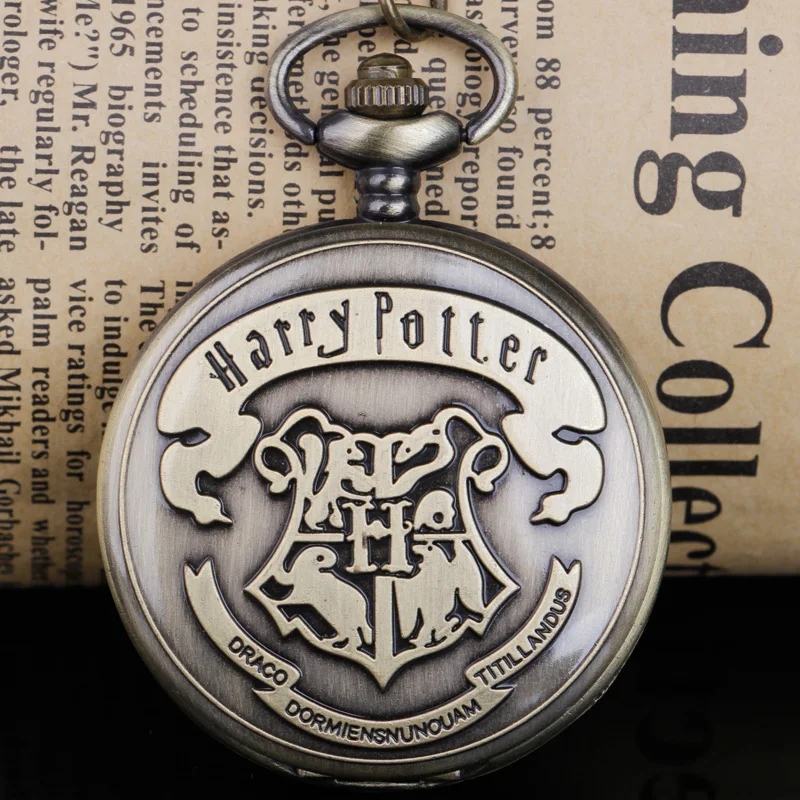 

Fashion Antique Quartz Pocket Watch Necklace Magic School Bronze Pendant Chain Men Women Watch Gift orologio