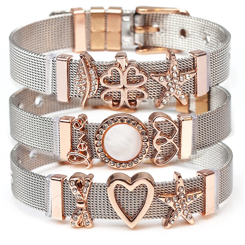 Кодовый браслет из нержавеющей стали двухцветные браслеты с сеткой для женщин