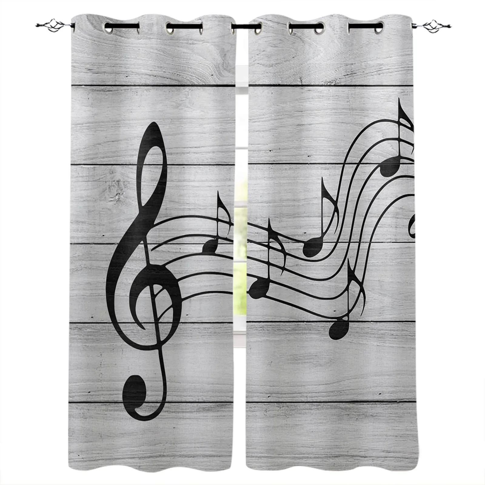

Современные оконные занавески с деревянной текстурой и музыкальными нотами для спальни, декоративные занавески для гостиной, домашние тек...