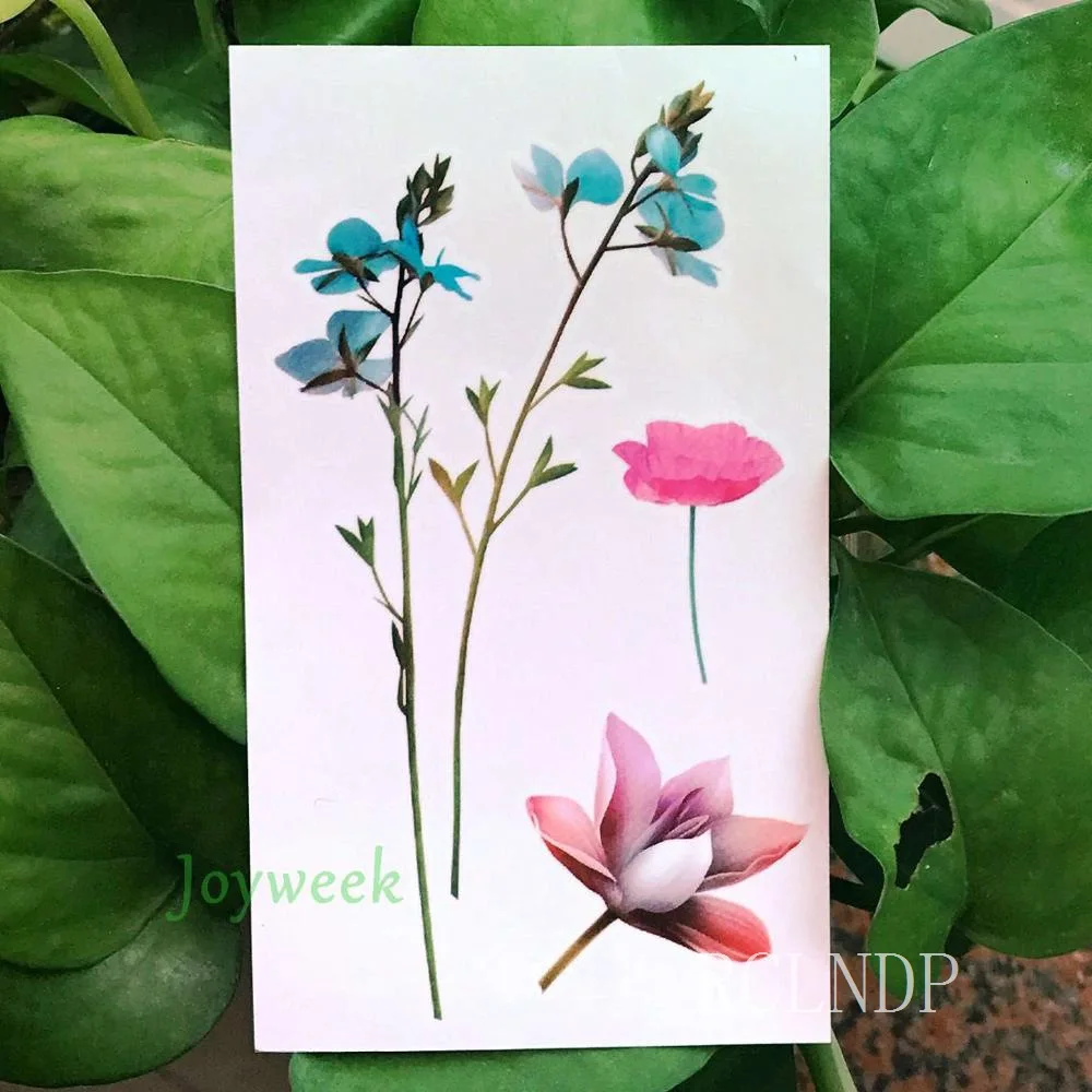 Waterproof Temporary Tattoo red rose moth orchid flowers tatto stickers flash tatoo fake tattoos for girl women lady | Красота и