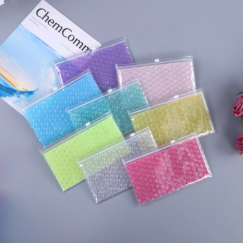 15x10cm&22x15cm Colorful Zipper Padded Shipping Bag PVC Bag With Bubble Shockproof Cosmetic Packages Ziplock Bags 10Pack