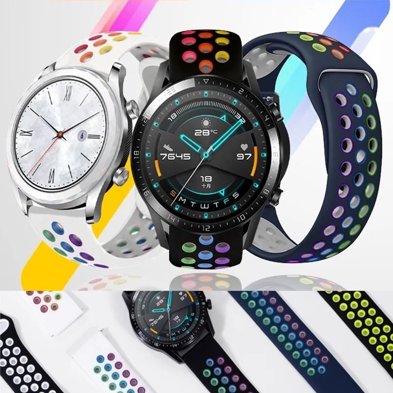 

20 22mm band For Samsung Galaxy watch 3/46mm/42mm/Active 2/Gear S3 Frontier Silicone bracelet For Huawei watch GT/2/2e/Pro Strap