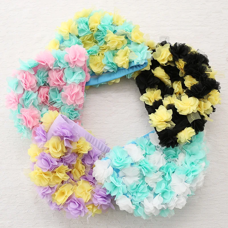 Женская шапочка для плавания с объемными цветами длинная купания морского