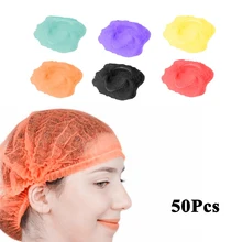 50pcs Disposable Non-woven Hair Shower Cap Bath Caps Makeup Hat Spa Hair Salon Beauty Accessories Co