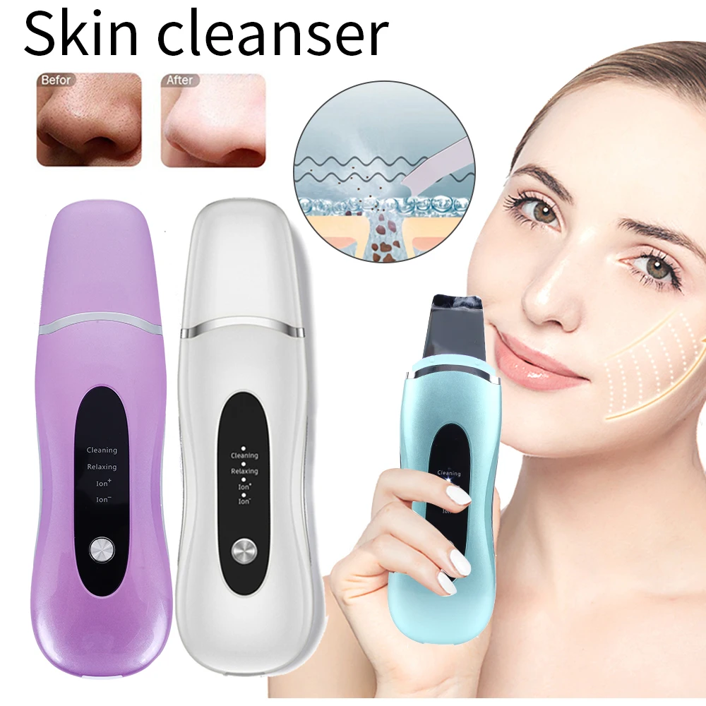 

Ultrasonic Atomization Skin Scrubber Blackhead Remover Ion Vibration Facial Skin Cleansing Instrument 4 Modes Skin Care Tools