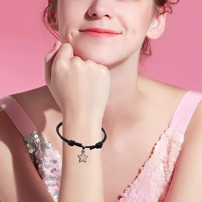 

2 PCS/Set New Fashion Couple Bracelets Black White Rope Stars Bracelet For Women And Men Paired Bracelets Gifts For Lovers