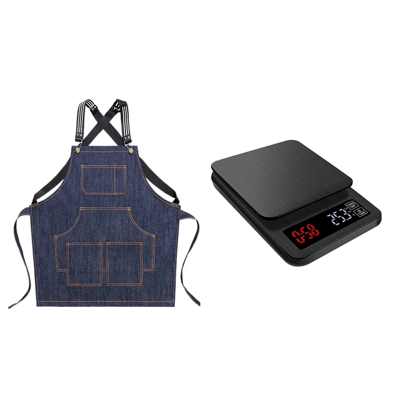 Фартук для повара бариста бармена парикмахерский фартук (синий) точность 3000 г/0 1 г