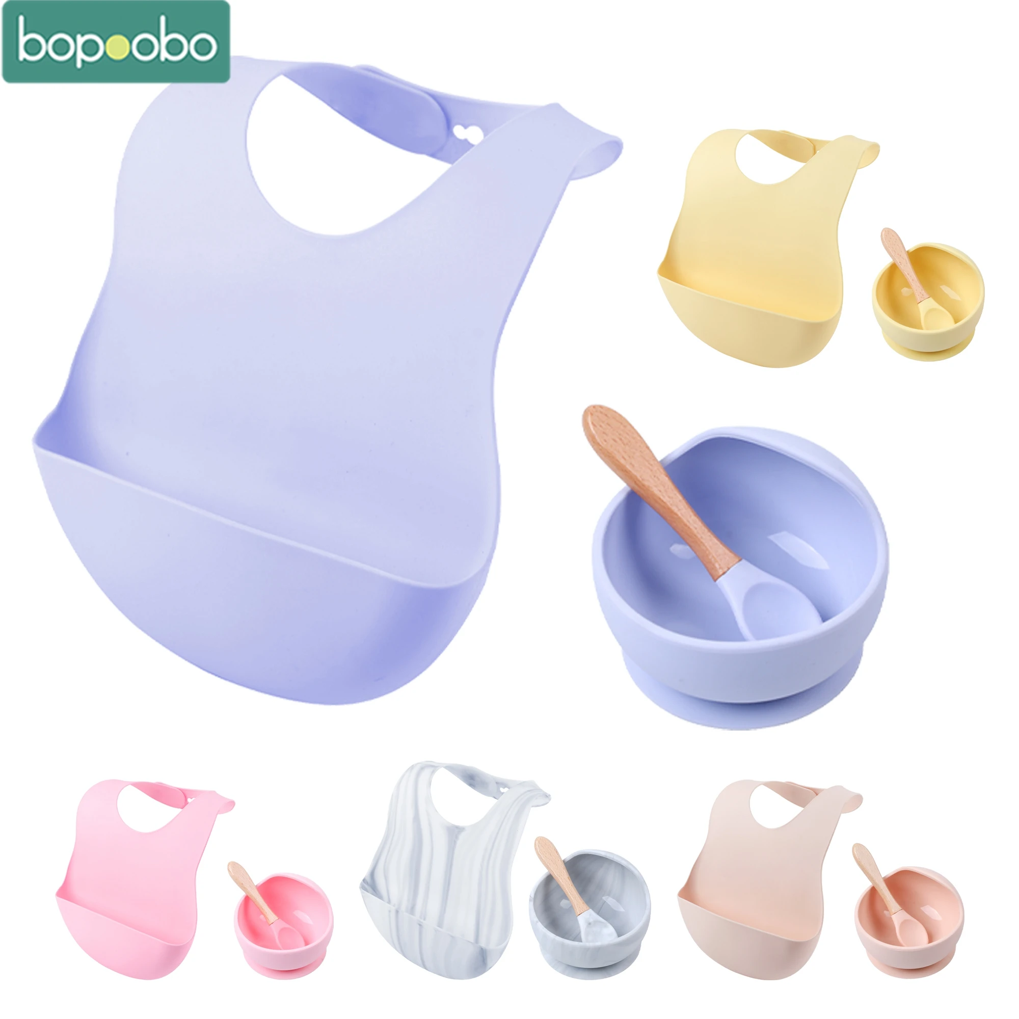 Bopoobo BPA Free Silicone Bibs Bowl Sets Baby Feeding Supplies 1PC Baby Silicone Chewing Food Grade Newborn Accessories Teeth