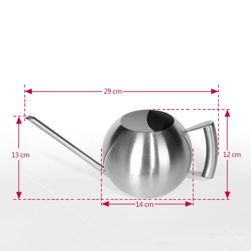 

Stainless Steel Watering Kettle Spherical Watering Can Flower Gardening Tool Long Mouth Succulent Watering Device 1000ML (Silver