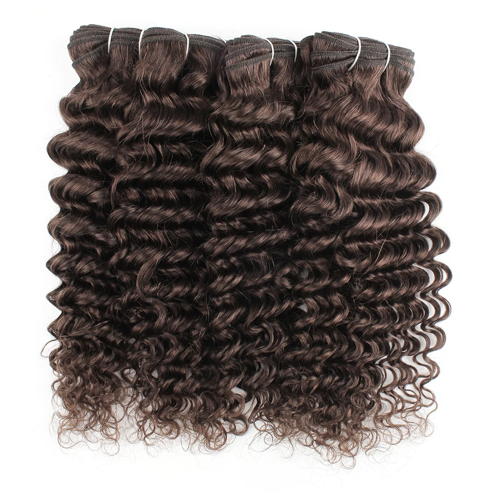 

Kisshair color #2 deep wave hair bundles 3/4 pcs darkest brown Peruvian human hair extension 10 to 24 inch remy weft hair